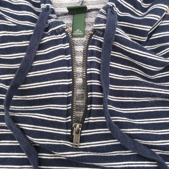 Wild Fable Sweatshirt Womens XS Navy Blue Strip Hooded Crop 1/4 Zip - Picture 8 of 8